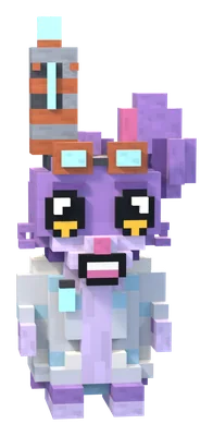 Labbit, a purple lab bunny in goggles with a steel ear and a light bulb.