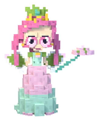 Orchidess, the orchid queen, in a flowing petal gown.